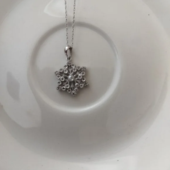 10K Gold White Necklace W/10K White Gold Pendant